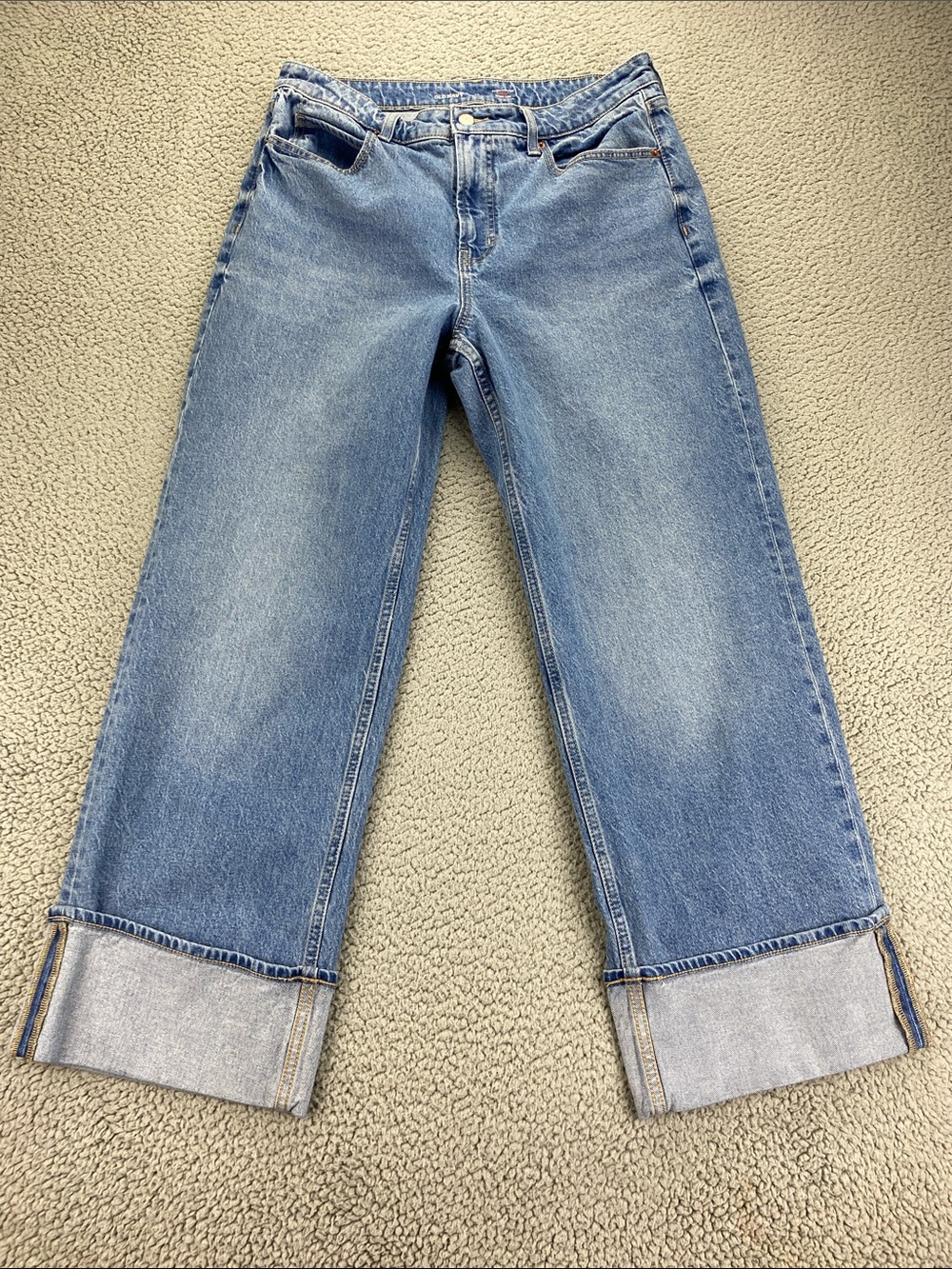 Old Navy Women's Extra Hi-Rise Curvy Cuffed Wide Leg Denim Jeans  |  Size: 12